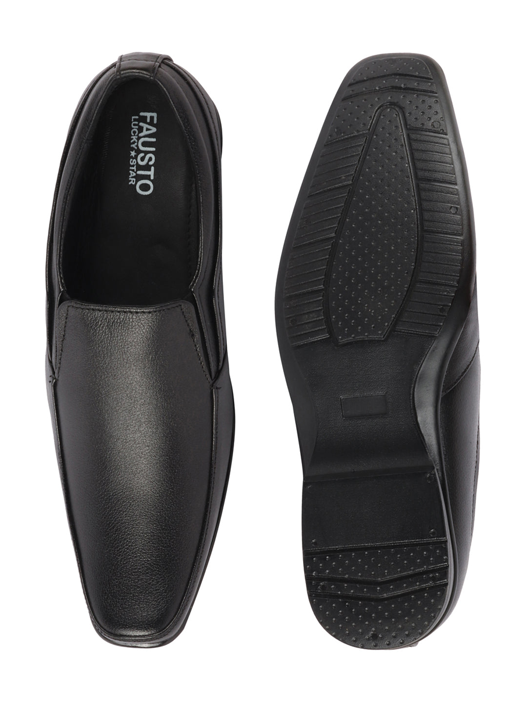 Shop Men Black Genuine Leather Office Formal Slip On Shoes Online.