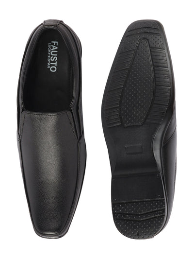 Shop Men Black Genuine Leather Office Formal Slip On Shoes Online.