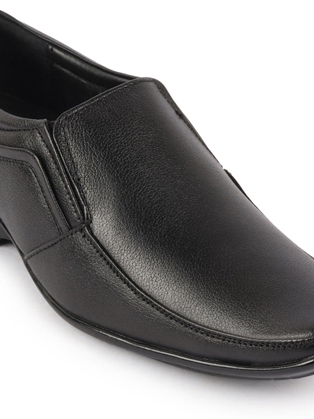 Shop Men Black Genuine Leather Office Formal Slip On Shoes Online.