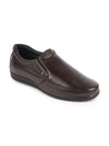 Shop Men Brown Genuine Leather Formal Office Comfort Broad Feet Side Stitched Slip On Shoes Online.