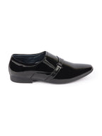 shop men black patent leather shine buckle strap party wedding dress tuxedo slip on shoes online.