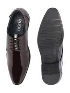 men brown textured leather formal derbys