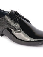 men brown textured leather formal derbys