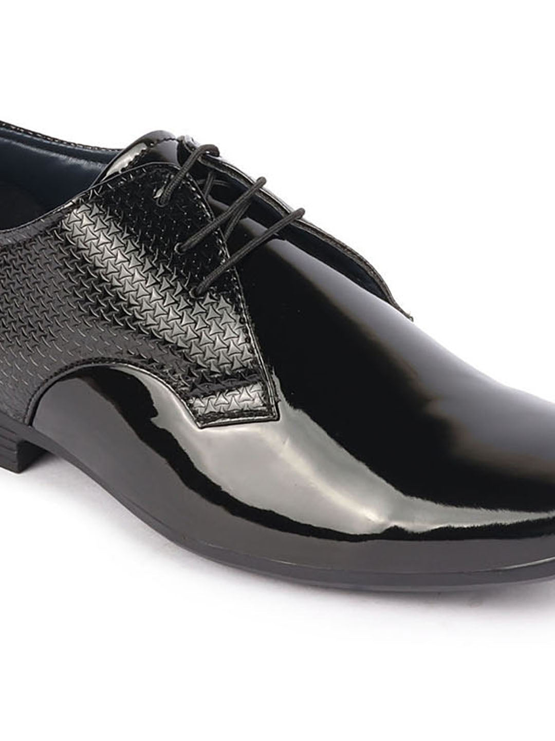 men brown textured leather formal derbys