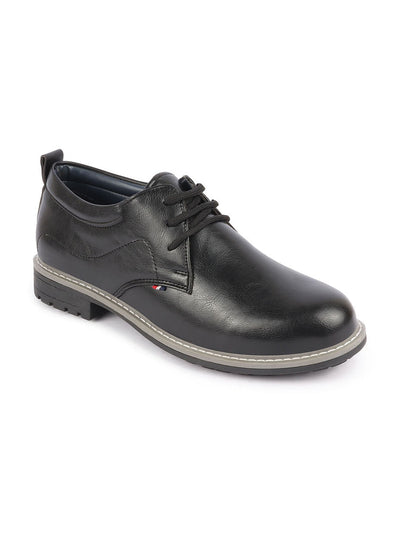Shop Men Black Genuine Leather Broad Feet Formal Lace Up Shoes with TPR Welted Sole Online.