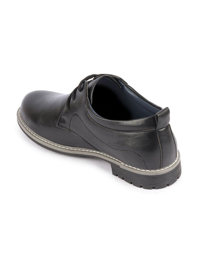 Shop Men Black Genuine Leather Broad Feet Formal Lace Up Shoes with TPR Welted Sole Online.