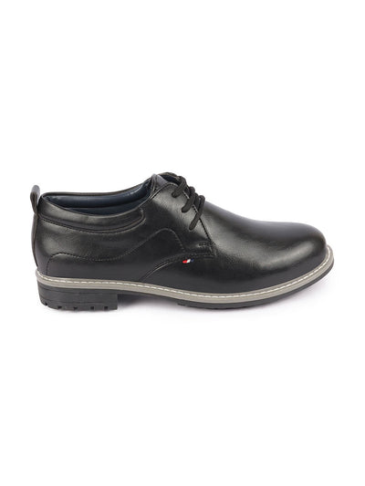 Shop Men Black Genuine Leather Broad Feet Formal Lace Up Shoes with TPR Welted Sole Online.