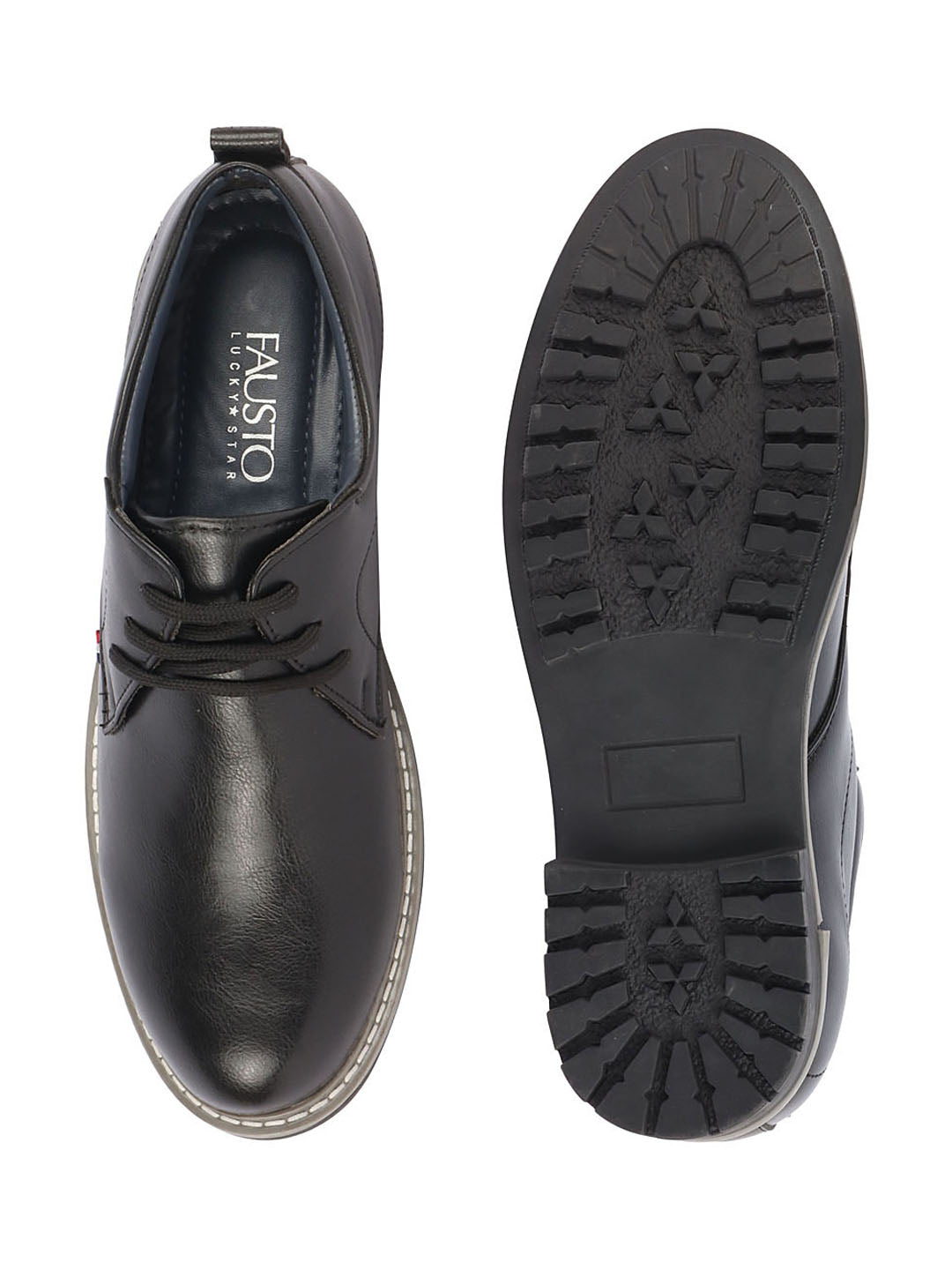 Shop Men Black Genuine Leather Broad Feet Formal Lace Up Shoes with TPR Welted Sole Online.