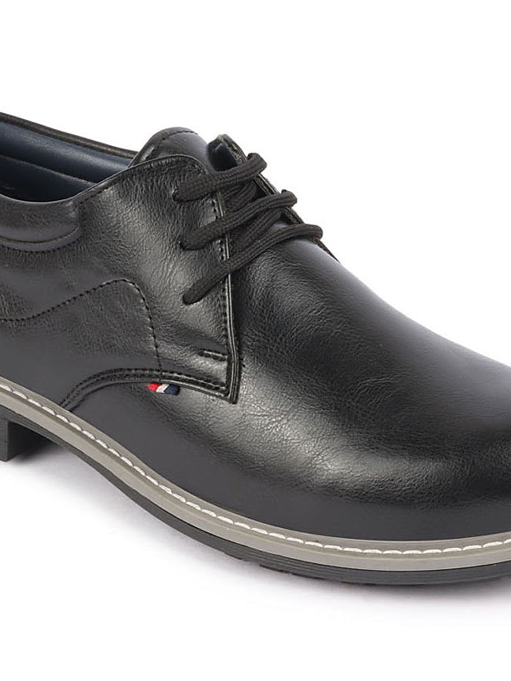Shop Men Black Genuine Leather Broad Feet Formal Lace Up Shoes with TPR Welted Sole Online.