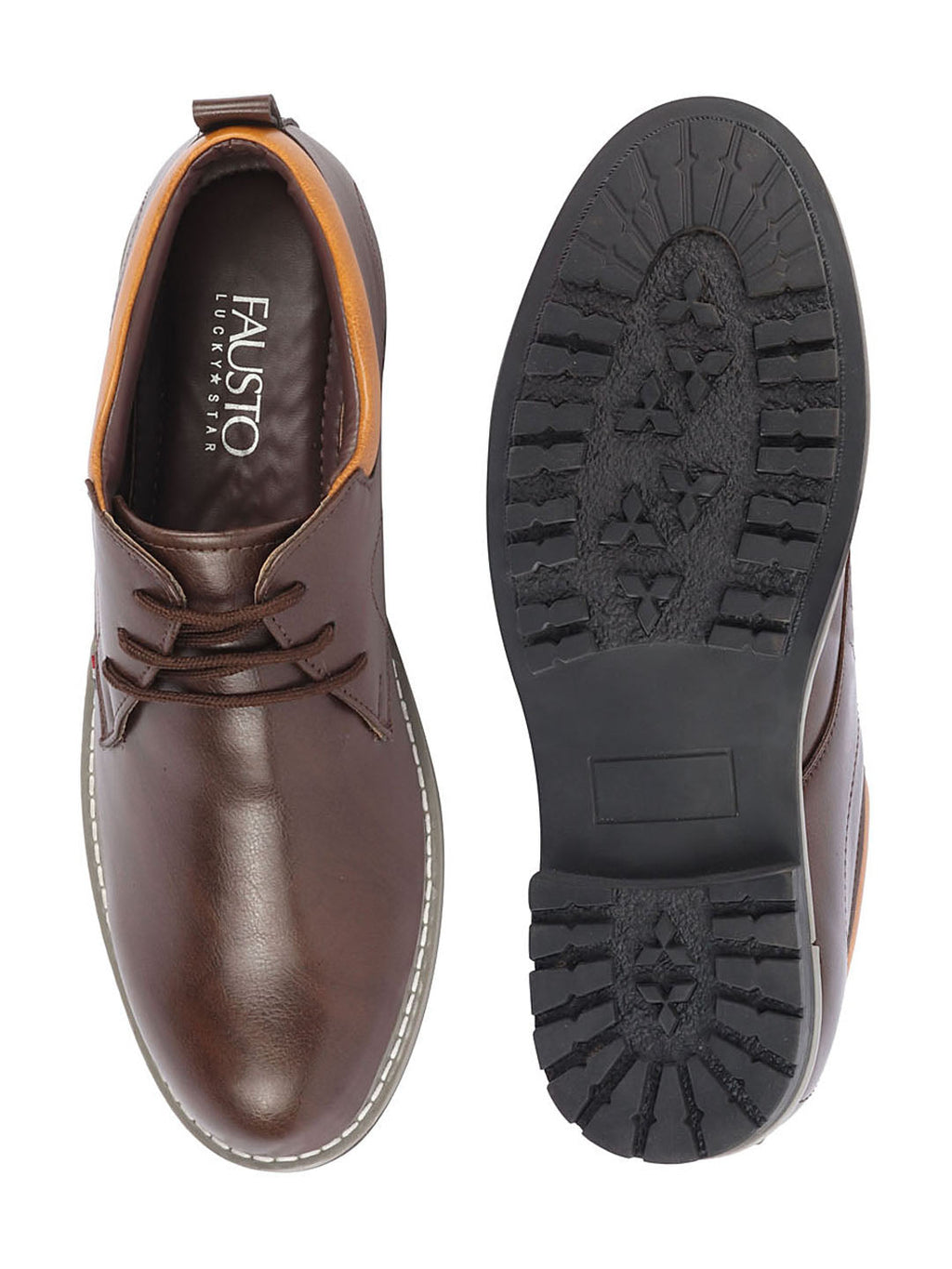 Shop Men Brown Genuine Leather Broad Feet Formal Lace Up Shoes with TPR Welted Sole Online.