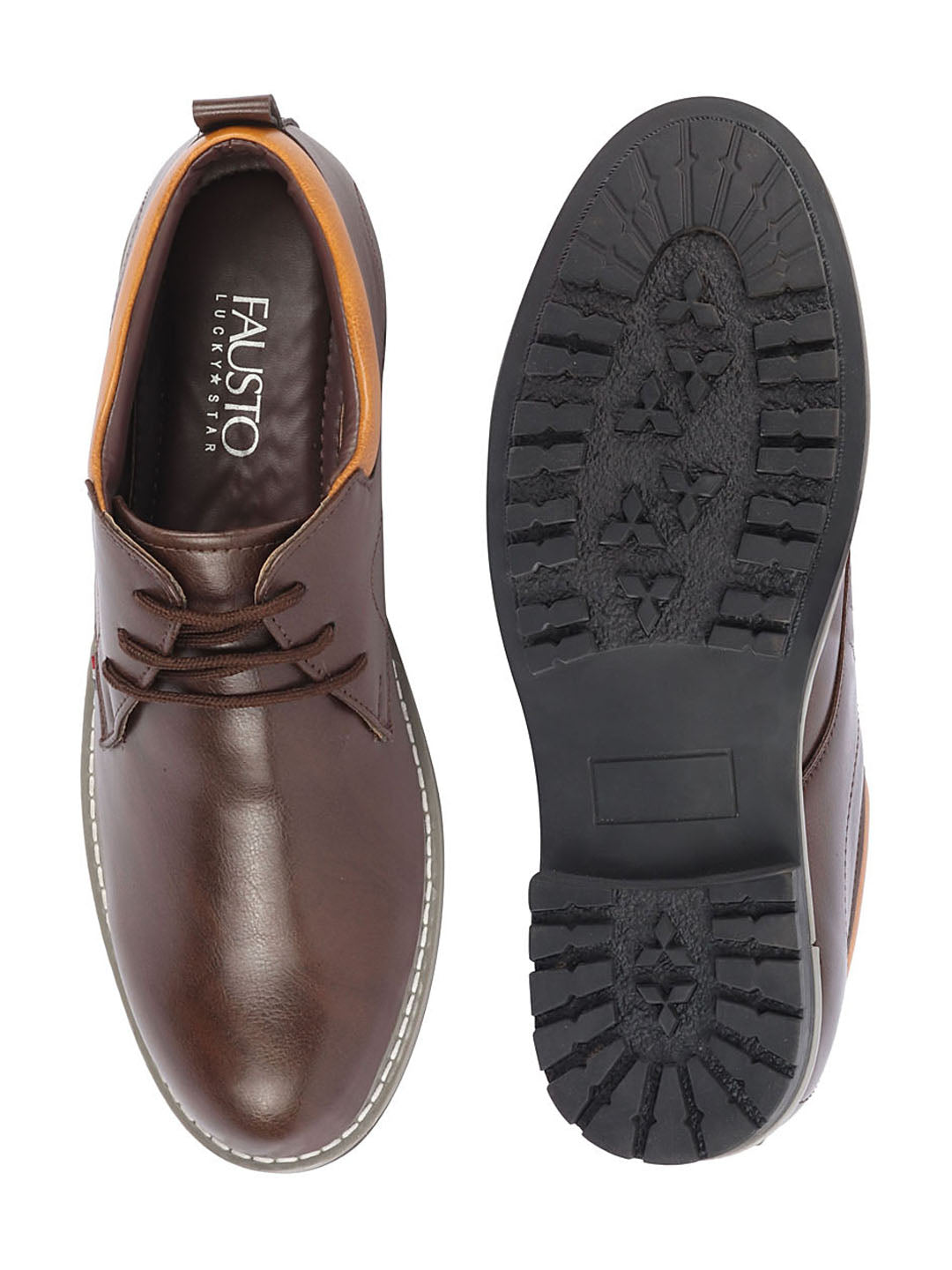 Shop Men Brown Genuine Leather Broad Feet Formal Lace Up Shoes with TPR Welted Sole Online.