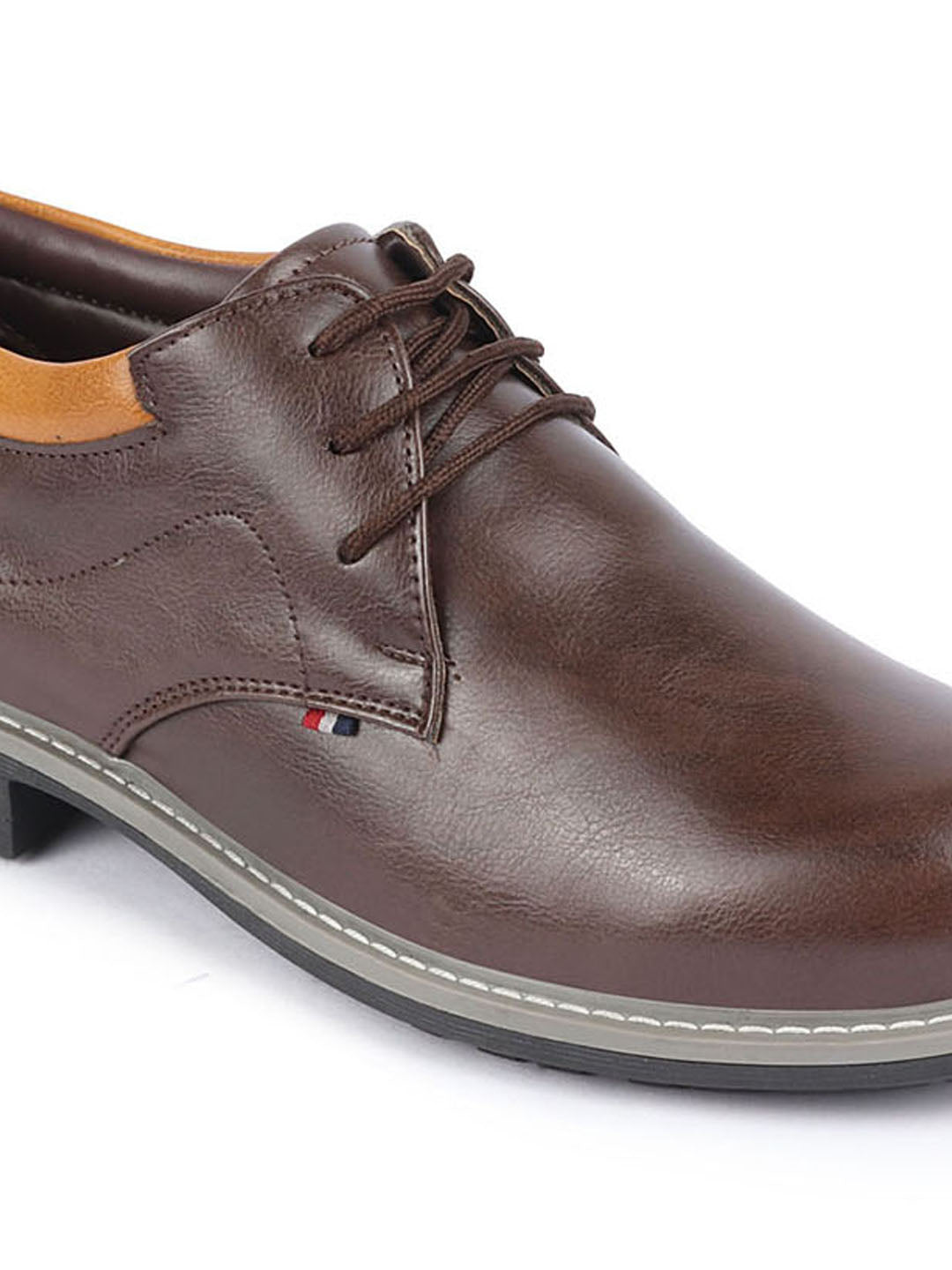 Shop Men Brown Genuine Leather Broad Feet Formal Lace Up Shoes with TPR Welted Sole Online.