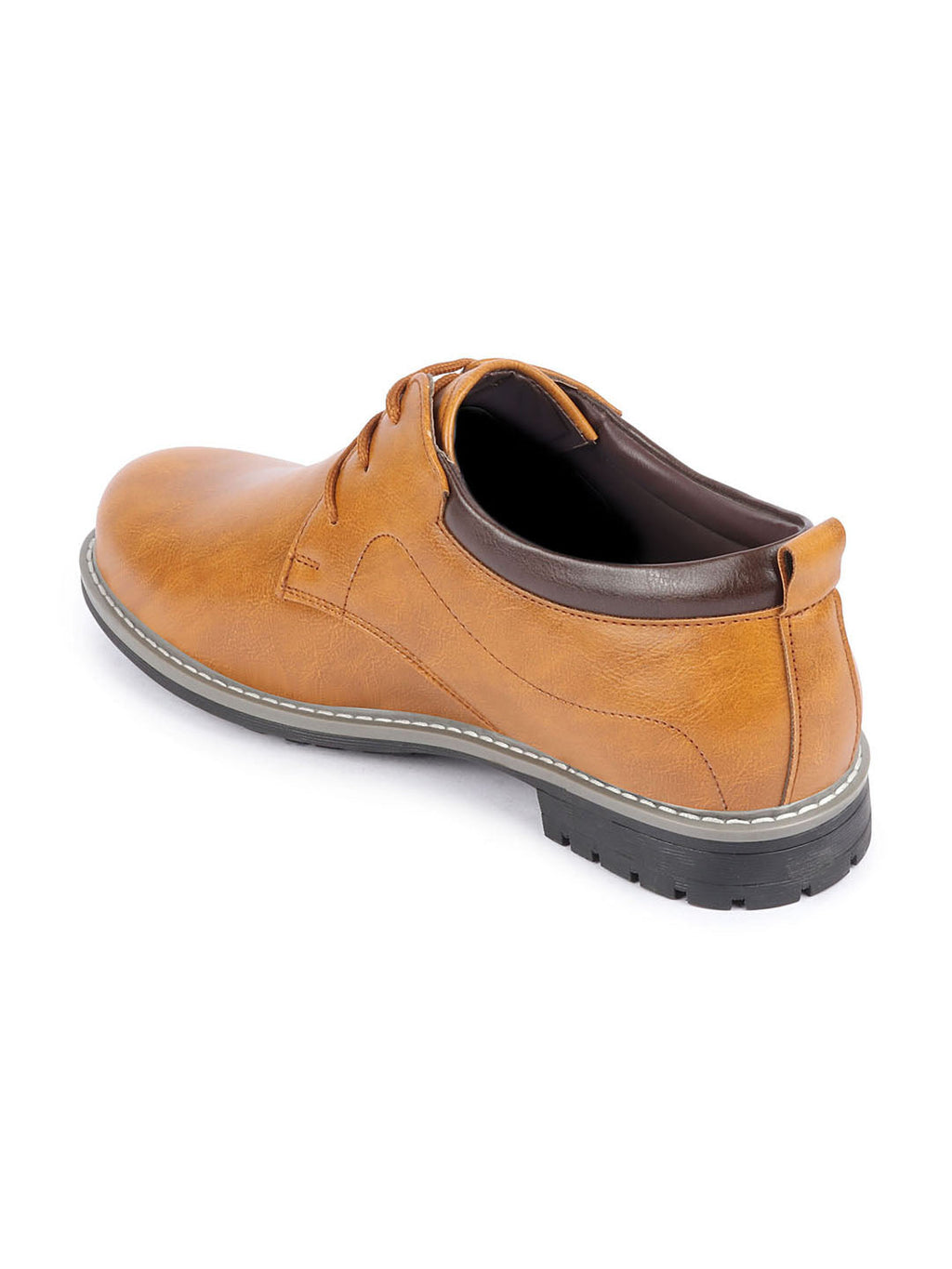 Shop Men Tan Genuine Leather Broad Feet Formal Lace Up Shoes with TPR Welted Sole Online.