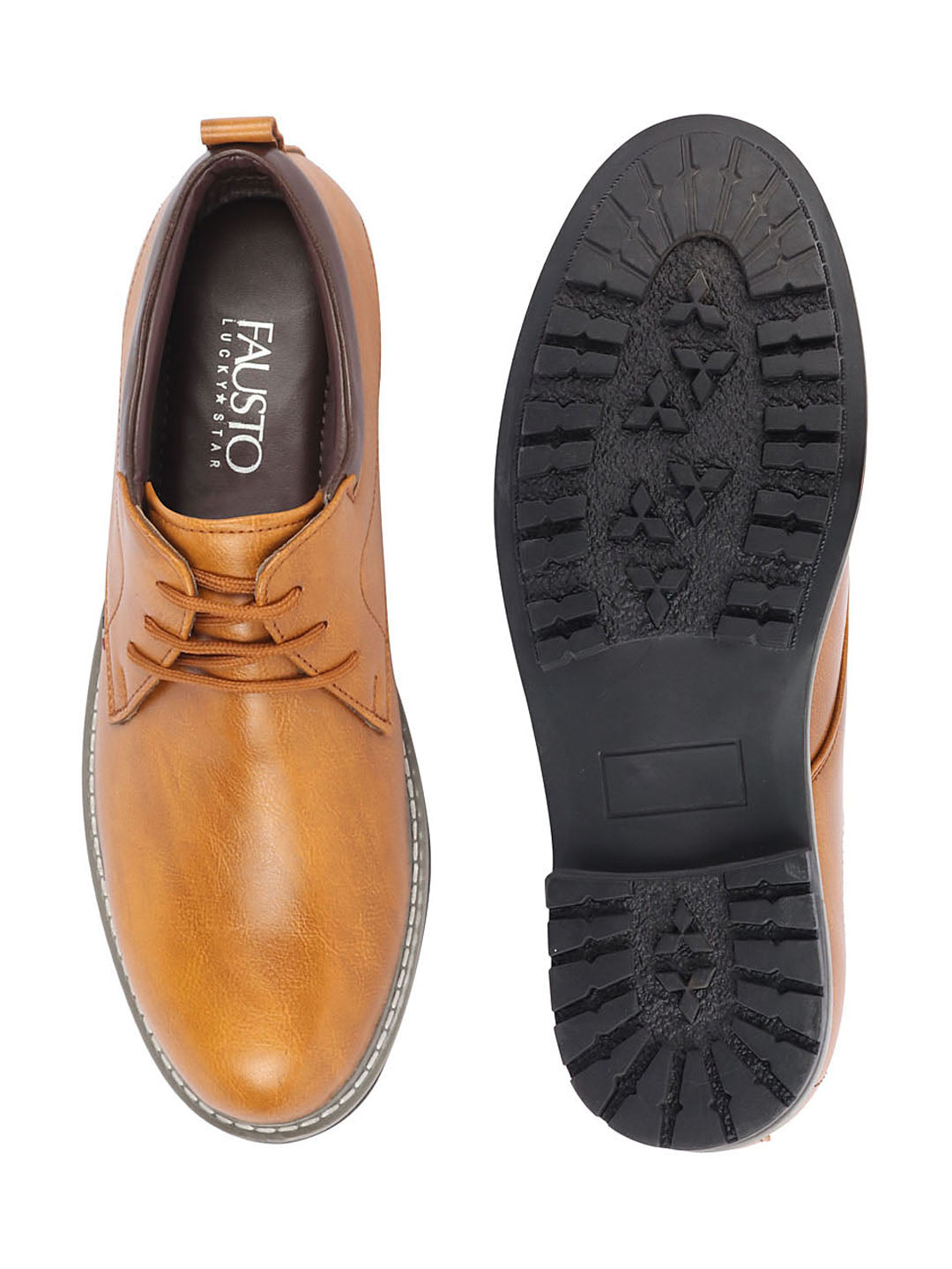 Shop Men Tan Genuine Leather Broad Feet Formal Lace Up Shoes with TPR Welted Sole Online.