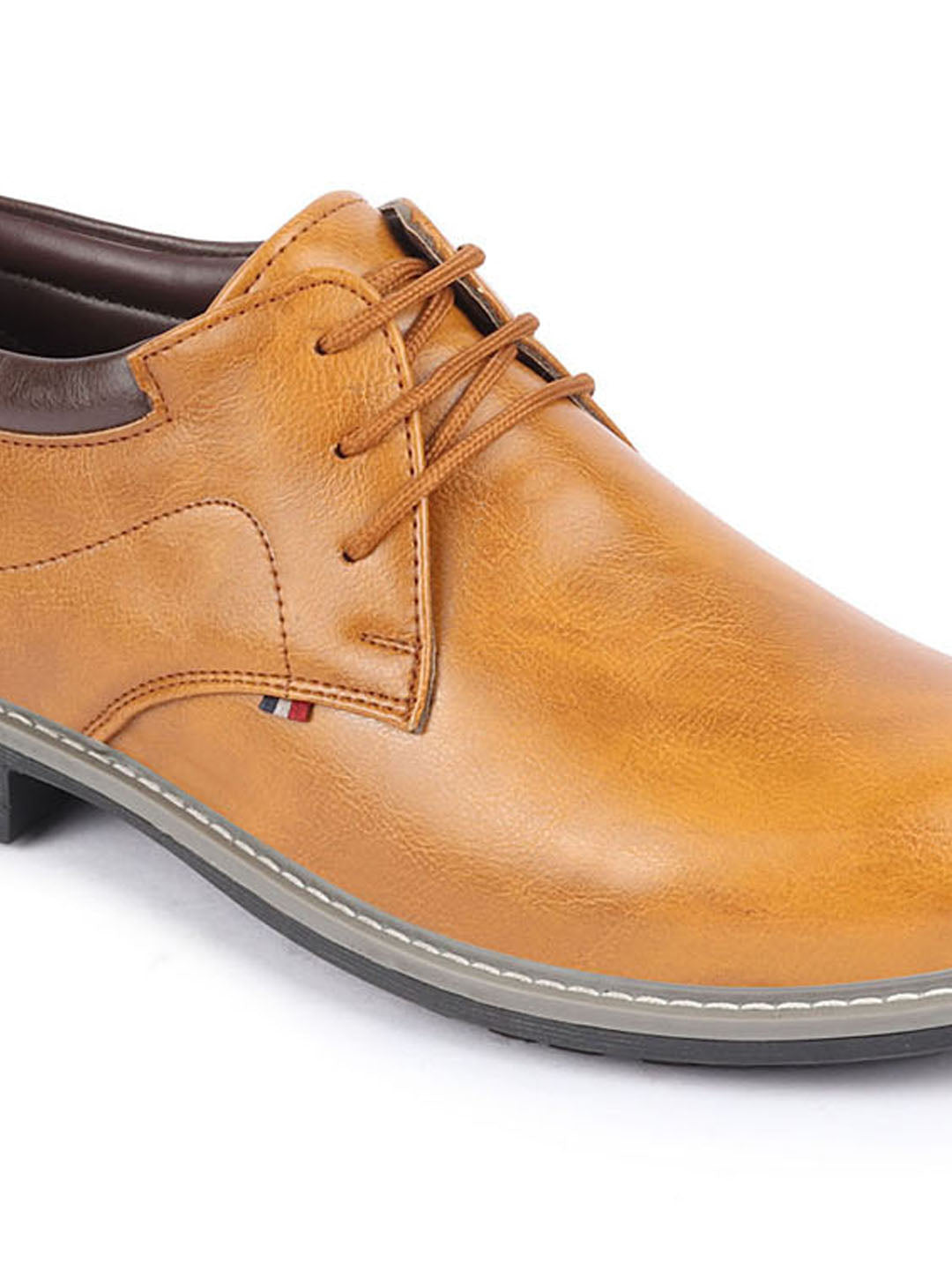 Shop Men Tan Genuine Leather Broad Feet Formal Lace Up Shoes with TPR Welted Sole Online.