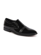 Shop Men Black Patent Leather Party Formal Textured Strip Slip On Shoes Online.