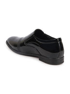 Shop Men Black Patent Leather Party Formal Textured Strip Slip On Shoes Online.