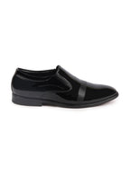 Shop Men Black Patent Leather Party Formal Textured Strip Slip On Shoes Online.