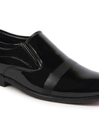 Shop Men Black Patent Leather Party Formal Textured Strip Slip On Shoes Online.