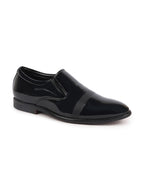 Shop Men Blue Patent Leather Party Formal Textured Strip Slip On Shoes Online.