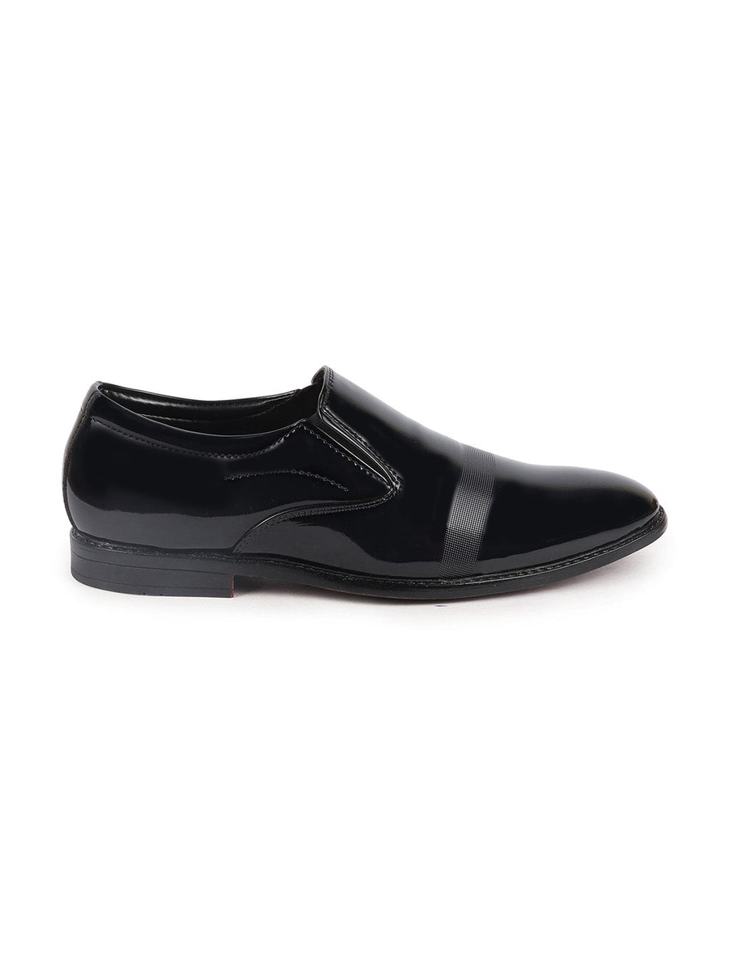 Shop Men Blue Patent Leather Party Formal Textured Strip Slip On Shoes Online.