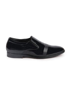 Shop Men Blue Patent Leather Party Formal Textured Strip Slip On Shoes Online.