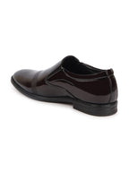 shop men brown patent leather party formal textured strip slip on shoes online.