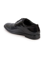 Shop Men Black Patent Leather Party Formal Textured Strip Lace Up Shoes Online.