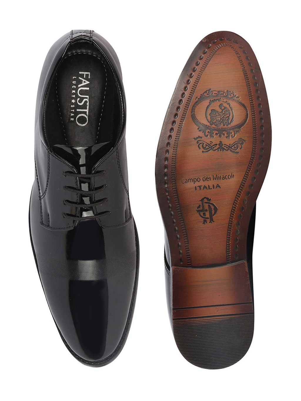 Shop Men Black Patent Leather Party Formal Textured Strip Lace Up Shoes Online.