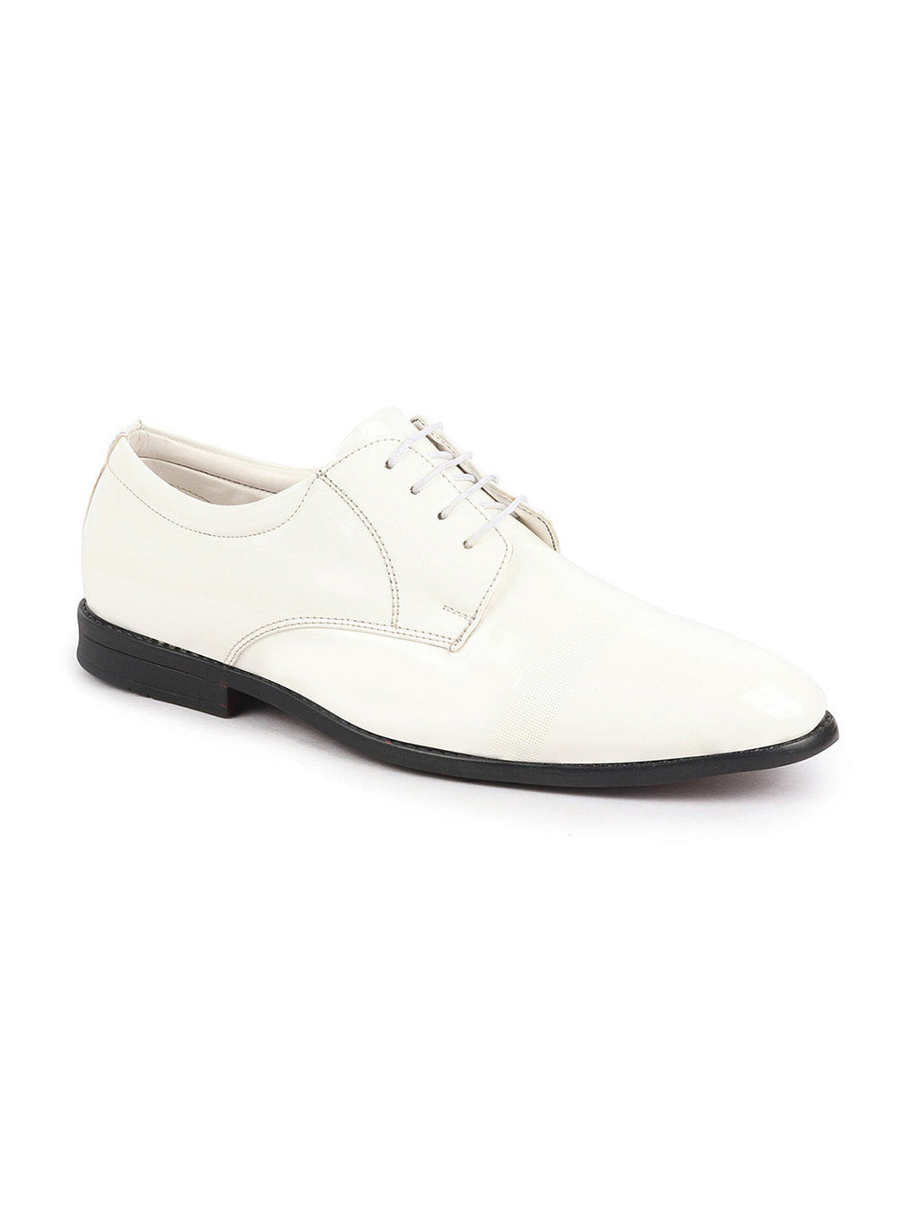 shop men white patent leather party formal textured strip lace up shoes online.