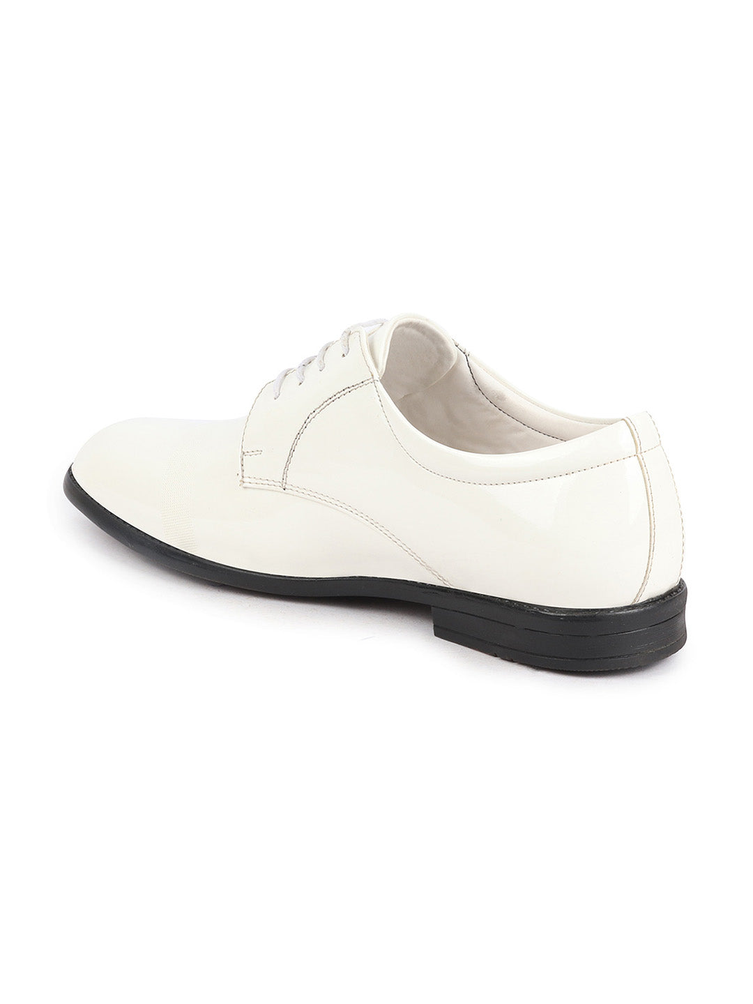shop men white patent leather party formal textured strip lace up shoes online.