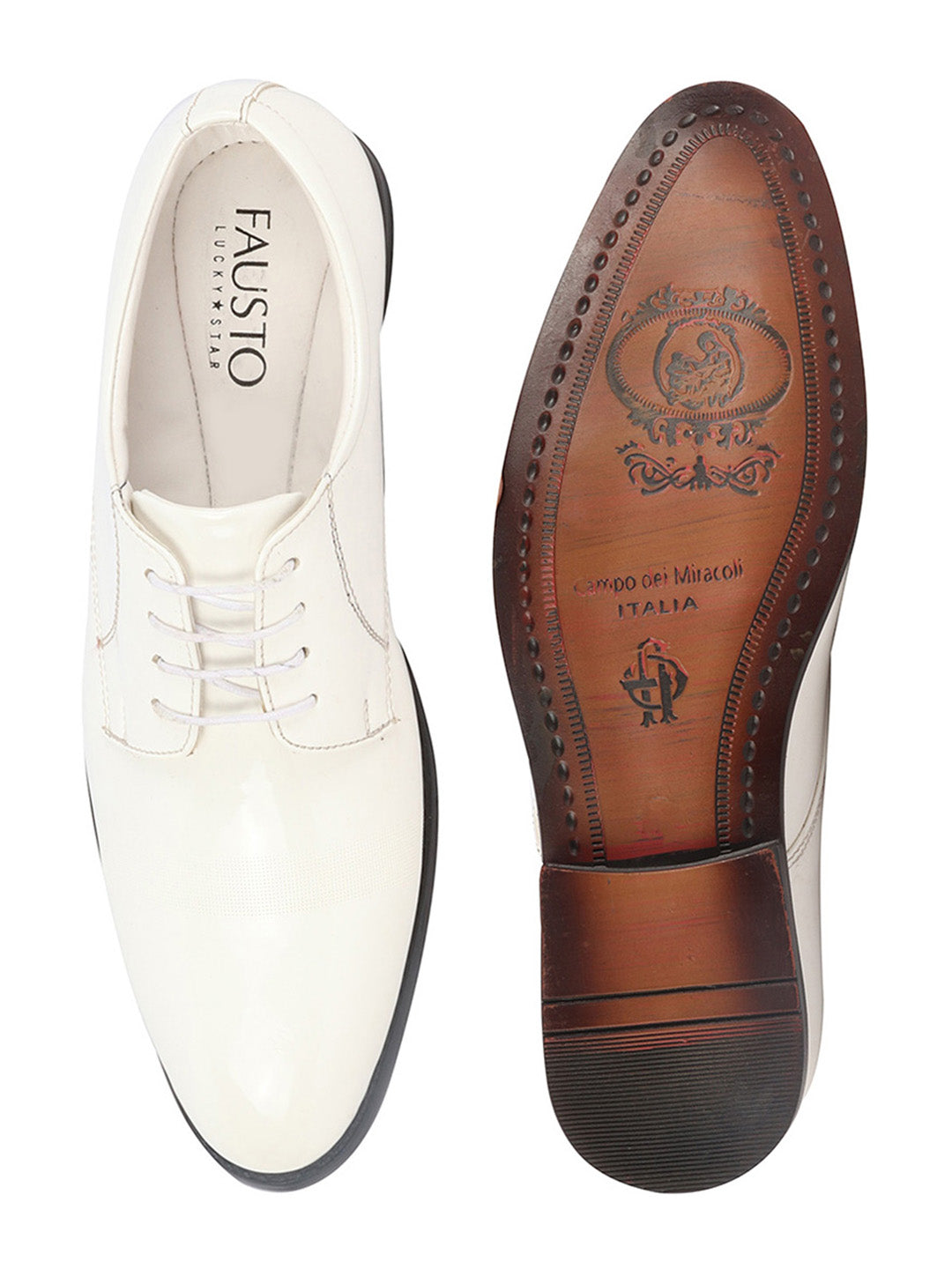 Shop Men's White Leather Party Formal Lace Up Shoes Online – FAUSTO.in