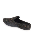 Shop Men Brown Floral Print Embellish Ethnic Wedding Party Back Open Slip on Shoes Online.