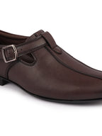 Shop Men Brown Side Open Shoe Style Sandal with Buckle Strap Online.