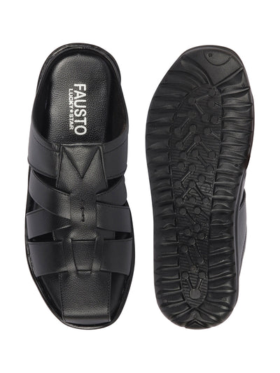 Manebí | Olimpia Leather Sandals - Toe Ring - Black Braids