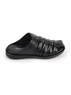 Shop Men Black Genuine Leather Criss Cross Strap Back Open Slip On Dress Sandals Online.