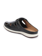 Shop Men Black Casual Back Open Perforated Day Long Comfort Slip On Sandals Online.