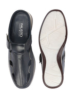 Shop Men Blue Casual Back Open Perforated Day Long Comfort Slip On Sandals Online.