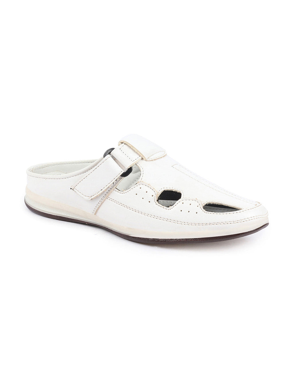 Shop Men White Casual Back Open Perforated Day Long Comfort Slip On Sandals Online.