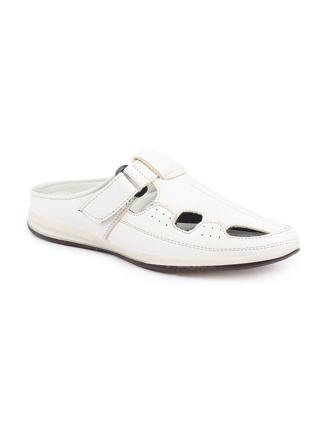 Shop Men White Casual Back Open Perforated Day Long Comfort Slip On Sandals Online.