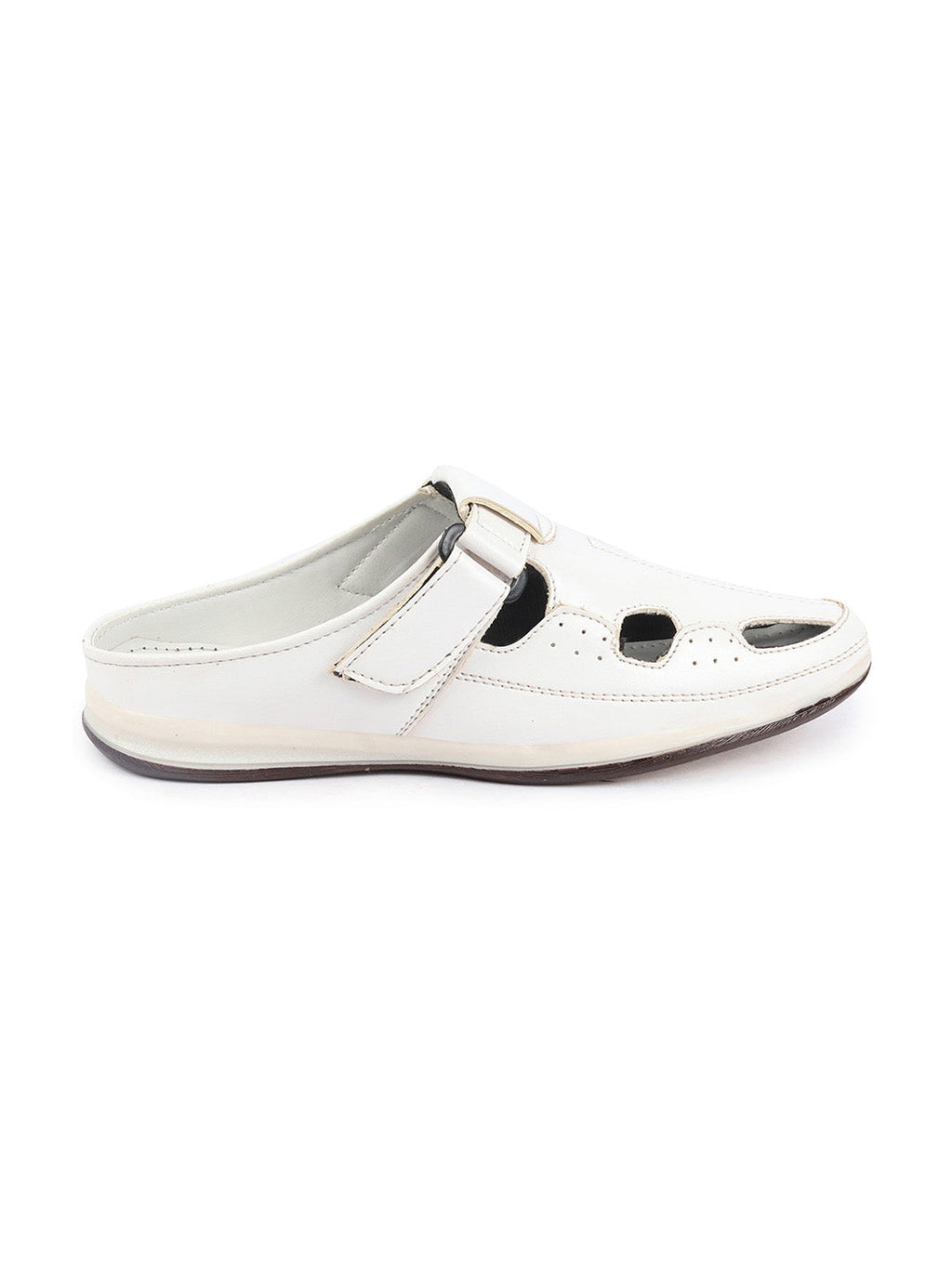 Shop Men White Casual Back Open Perforated Day Long Comfort Slip On Sandals Online.