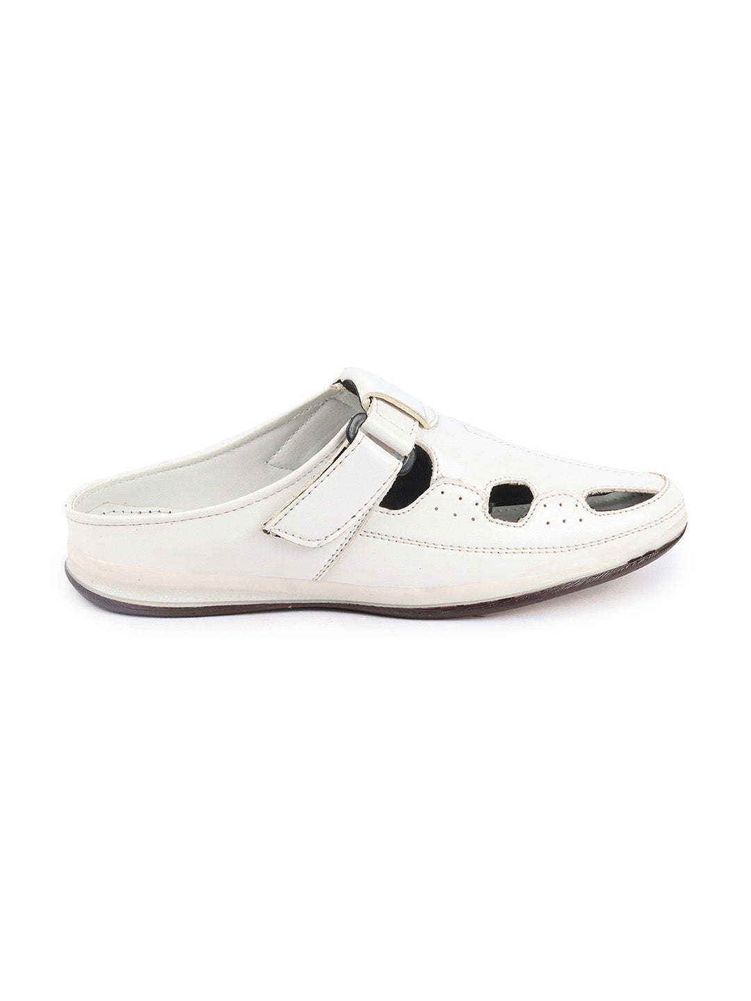 Shop Men White Casual Back Open Perforated Day Long Comfort Slip On Sandals Online.