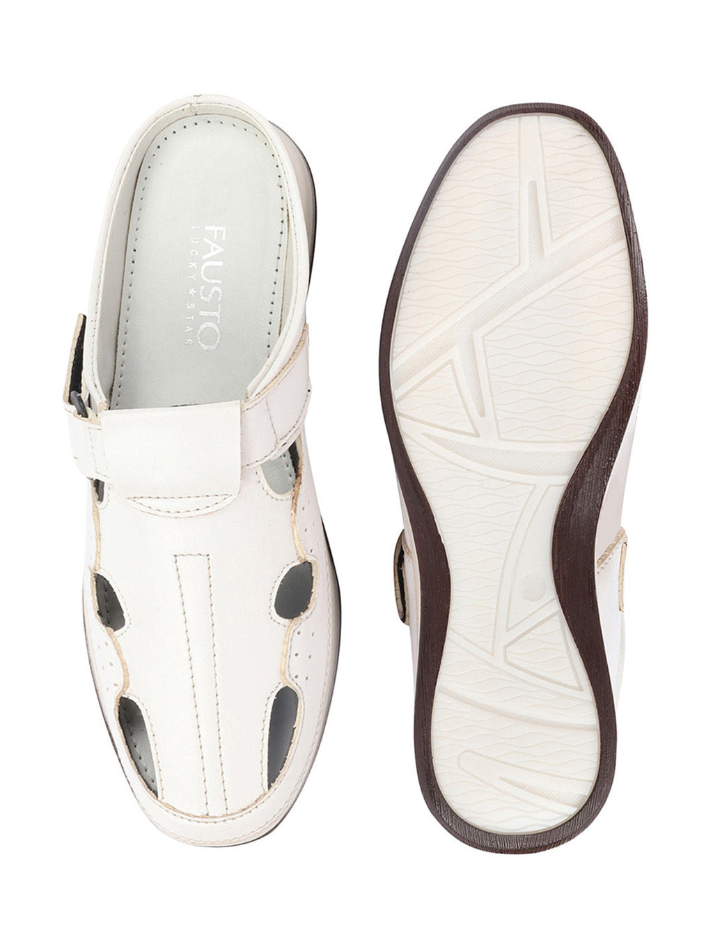 Shop Men White Casual Back Open Perforated Day Long Comfort Slip On Sandals Online.