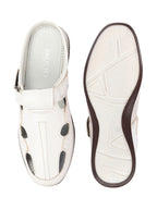Shop Men White Casual Back Open Perforated Day Long Comfort Slip On Sandals Online.