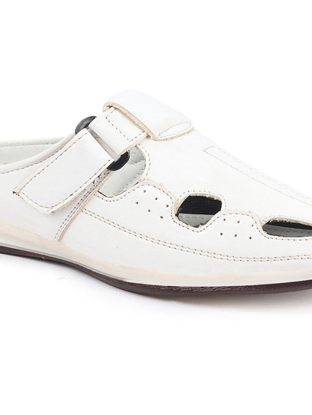 Shop Men White Casual Back Open Perforated Day Long Comfort Slip On Sandals Online.