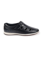 Shop Men Blue Laser Cut Design Day Long Comfort Hook and Loop Casual Sandals Online.