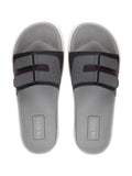 Men Black/Grey Casual Slip-On Multistrap Slider Flip-Flops