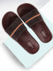 Men Brown Casual Slip-On Color Block Slider Flip-Flops