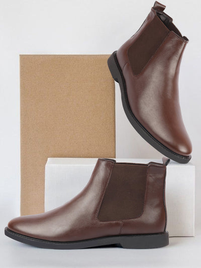 Buy Men Brown High Ankle Slip On Fashion Winter Chelsea Boots