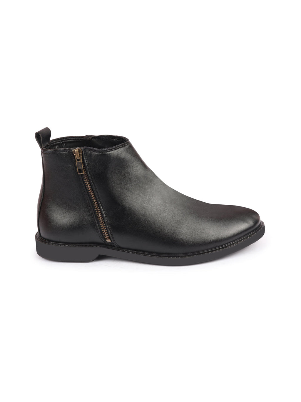 Shop Men Black High Ankle Zipper Closure Fashion Trend Classic Work Boots Online.